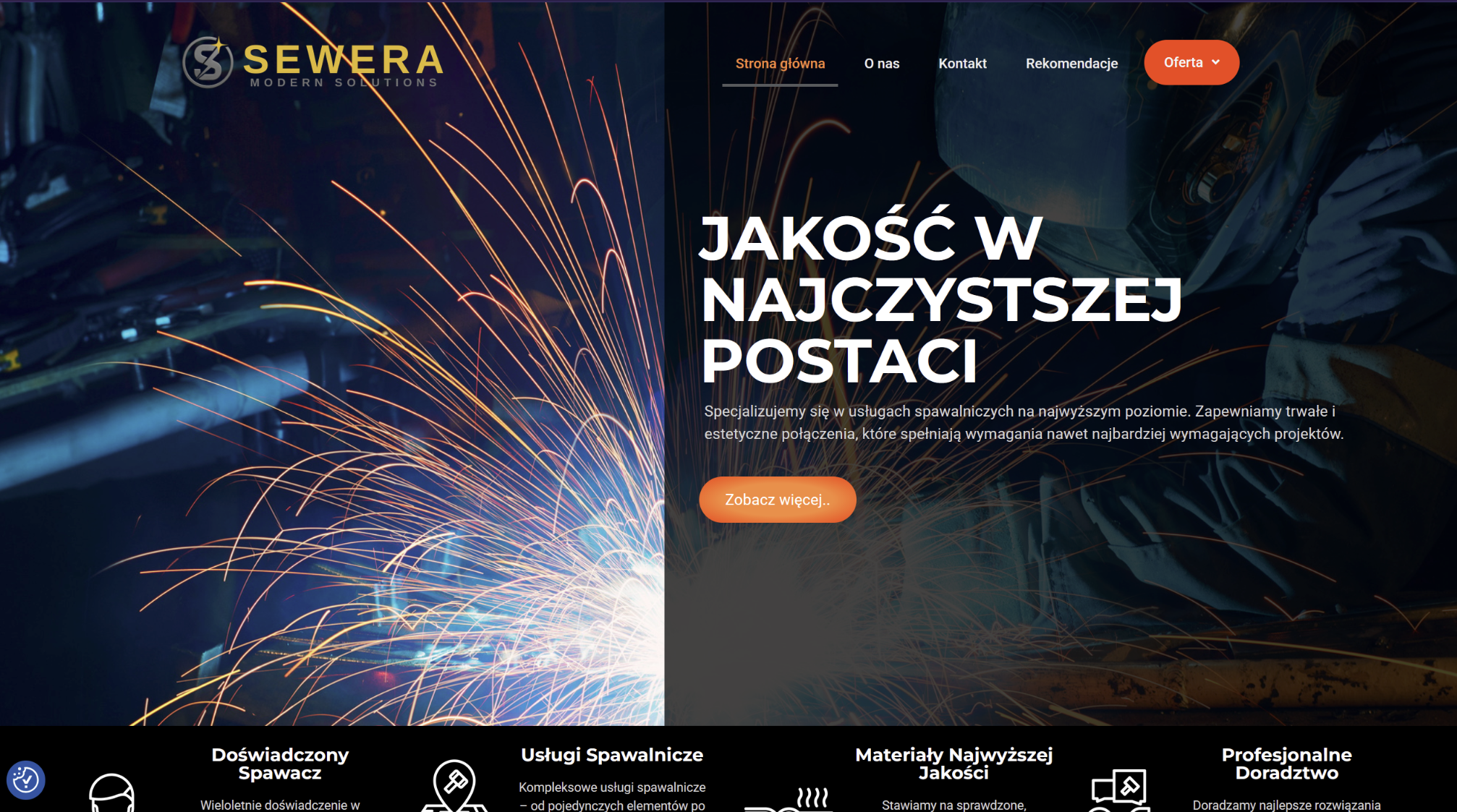 Sewera Solutions - projekt strony internetowej dla firmy spawalniczej